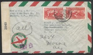 MEXICO 1942 Airmail censor cover to USA....................................10446