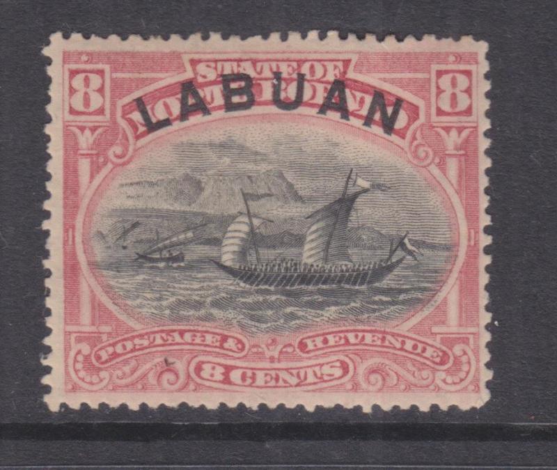 LABUAN, 1894 8c. Malay Dhow, perf. 14 1/2-15, heavy hinged mint.