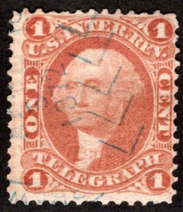 R4c, 1c, telegraph, red, used, USA Revenue Stamp