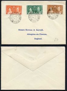 Trinidad and Tobago 1937 Coronation on a Cover