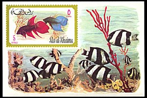 Ras al Khaima Michel Block 113, MNH, Fish souvenir sheet, Betta splendens