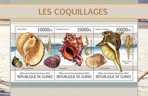 GUINEA 2013 SHEET SEASHELLS SHELLS MARINE LIFE