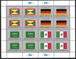 United Nations #450-465 22¢ World Flag Series (1985). 4 full sheets. MNH