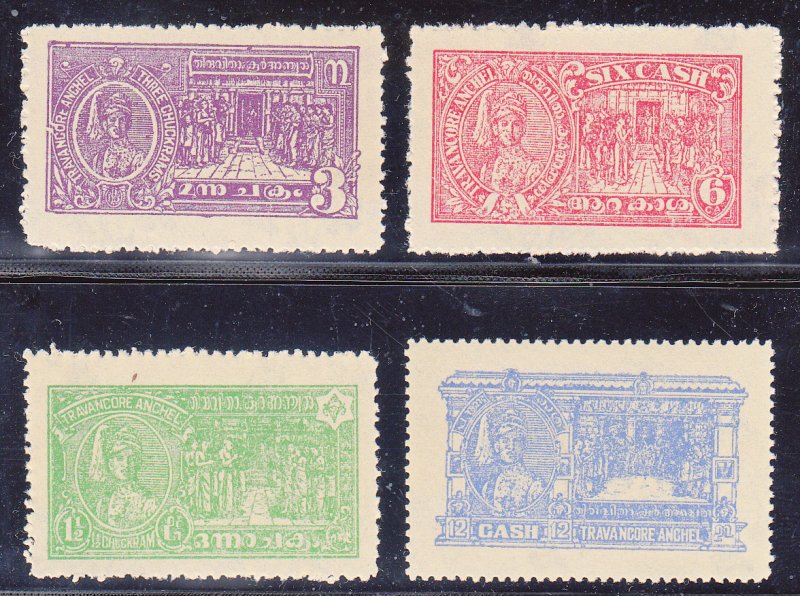 India (Travancore) Scott #32-35 MNH