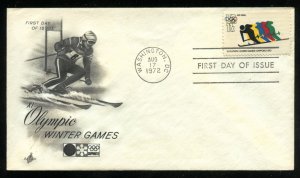US C85 11c Air Mail 1972 Olympics UA ArtCraft cachet FDC