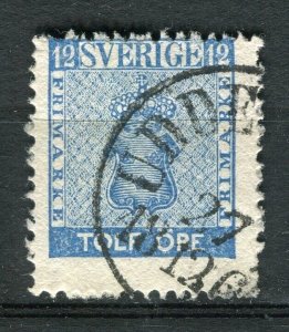 SWEDEN; 1858 early classic ' ore ' issue fine used Shade of 12ore. fair Postmark