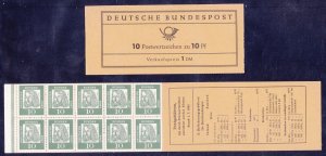 Germany 827 MNH 10pf Olive Green Dürer Mi7 Complete Booklet Very Fine