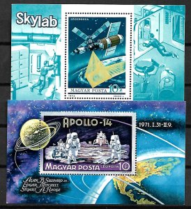 HUNGARY STAMPS 1971, 1973 SPACE 2 SOUV. SHEETS MNH