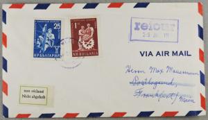 Bulgaria 1961 Cover to Germany - Sc# 1084 & 1090 - return stamp and sticker