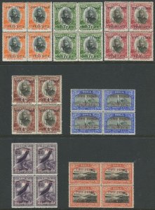 Tonga 1923 SG64-70 King George II and Scenes ovpts blocks set MNH