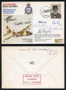 RAF32 No.48 Sqn RAF 30th Ann of Operation Varsity Signed by Five