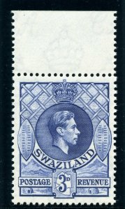 Swaziland 1938 KGVI 3d deep blue (p13½x13) superb MNH. SG 32a.