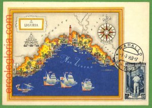 45965 - ITALY - MAXIMUM CARD - 1953 - MAPS-