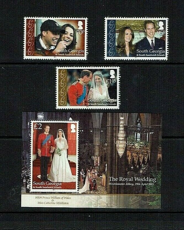 South Georgia: 2011 Royal Wedding, Prince William,  MNH set 