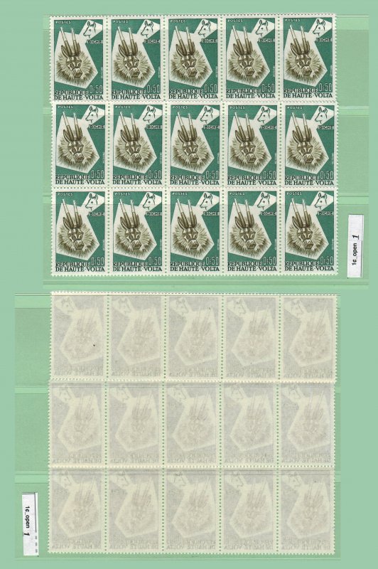 Haute Volta / 3 strips of 5 / 15 total stamps ~ Auct_1¢:1