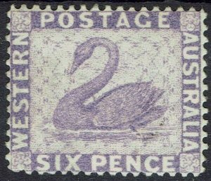 WESTERN AUSTRALIA 1882 SWAN 6D WMK CROWN CA PERF 14 