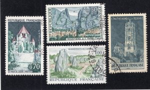 France 1964-67 Group of 4 Commemoratives, Scott 1102, 1126, 1130, 1190 used