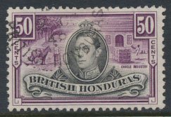 British Honduras  SG 158 SC # 123  Used  Deep purple  shade please see scans