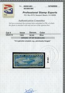 Scott C15 Graf Zeppelin Air Mail Mint Stamp w/PSE Cert (Stock C15-86) VF-XF85
