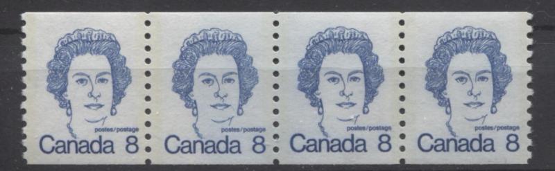 Canada #604viii 8c Royal Bl QE2 Caricature Coil Jump Stp HF Paper Ty 3 VF-75 NH