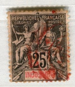 FRENCH COLONIES; 1890s classic Tablet type used 25c. value Postmark, Indo Chine