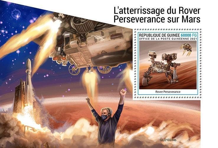 Guinea Space Stamps 2021 MNH Rover Perseverance Mars Landing 1v S/S
