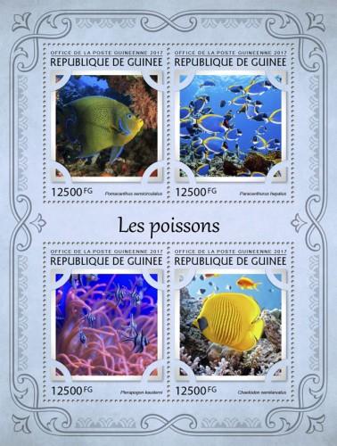 GUINEA - 2017 - Fishes - Perf 4v Sheet - MNH