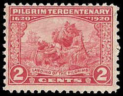 PCBstamps   US # 549 2c Pilgrim Tercentenary, carmine rose, MNH, (7)