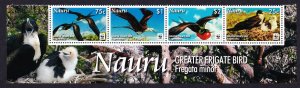 Nauru WWF Greater Frigate Bird Strip of 4v Latin Name 2008 MNH SC#589-592