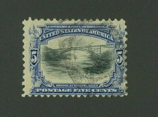 US 1901 5c ultramarine & black Pan-American, Scott 297 used, Value = $17.00