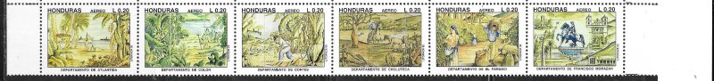 Honduras #C905 20c Departments in Honduras  strip of 6 (MNH CV $1.75