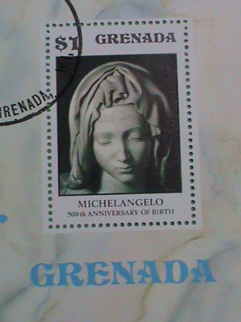 GRANADA STAMP:1975 SC#683  500TH ANNIV: BIRTH OF MICHAEL ANGELO CTO-MNH S/S