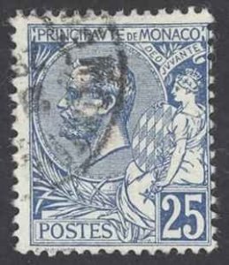 Monaco Sc# 21 Used 1901 25c deep blue Prince Albert I