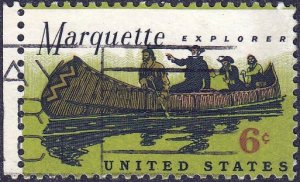 U.S. #1356 Misperf Error,Marquette Explorer, used.