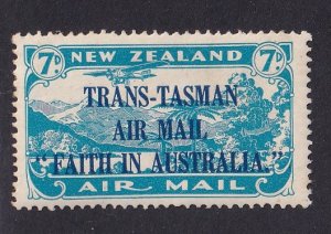 New Zealand  #C5   MH  1934  1st official airmail flight