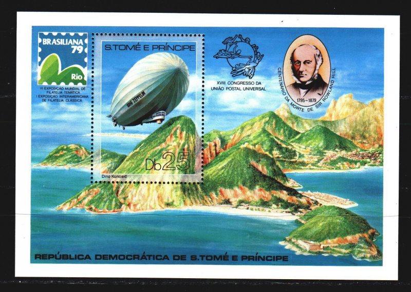 Sao Tome and Principe. 1979. Bl36A. Airships Count Zeppelin. MNH.