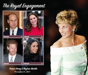 Grenada 2018 - Prince Harry & Meghan Markle Royal Engagement - Sheet of 4 - MNH