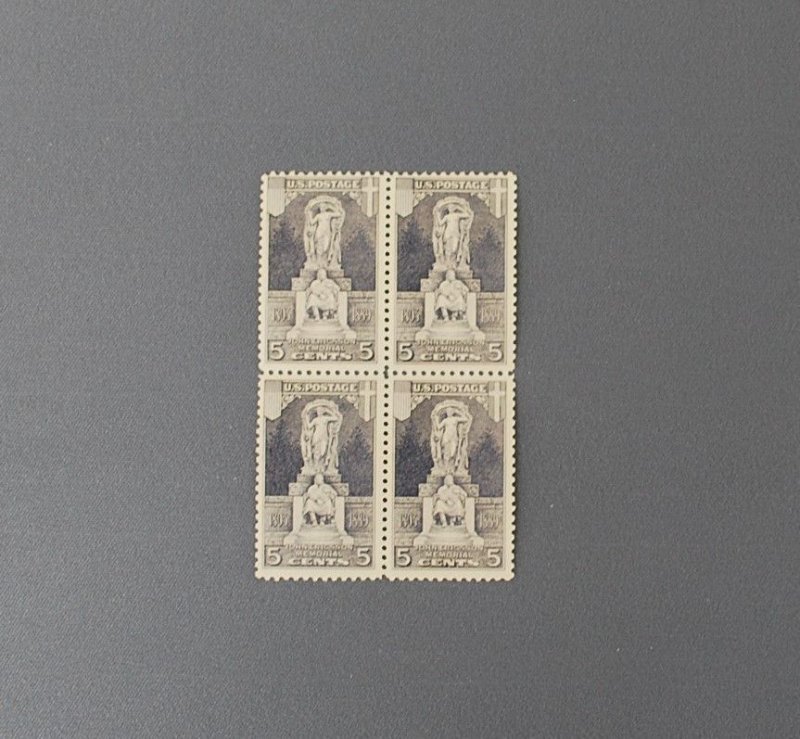 628, Ericsson Memorial, Block of 4, Mint NH, Tiny Gum Disturb, CV $60.00