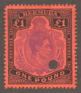 Bermuda Scott 128 (SG 121b) UH - 1943 £1 King George VI - SCV $62.50