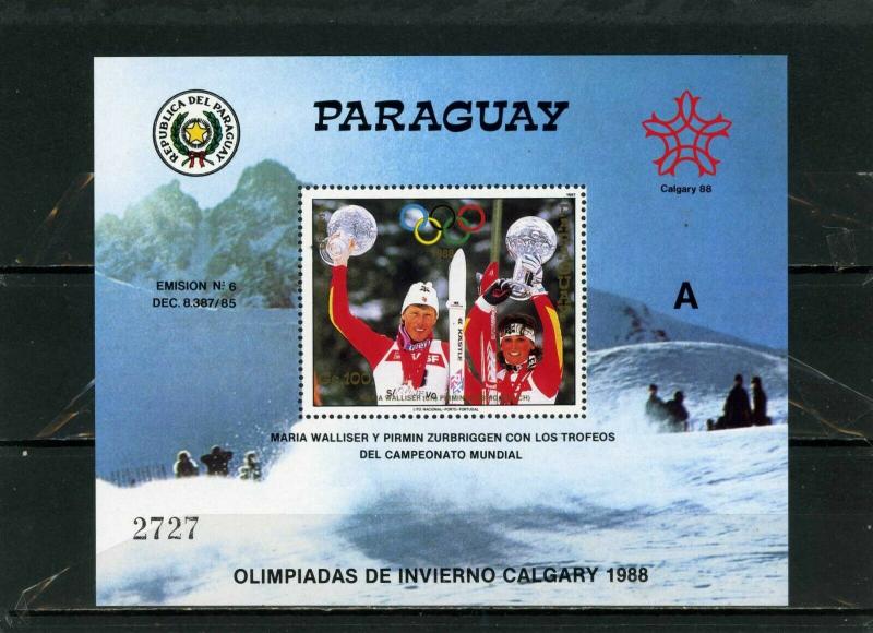 PARAGUAY 1987 Sc#C684 WINTER OLYMPIC GAMES CALGARY S/S MNH 