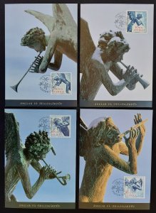 291-294 Sweden 2005 maxicards Angel musicians by Carl Milles Scott 2523 a.-d