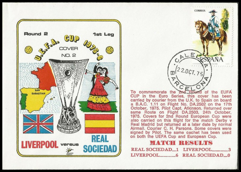 1975 Liverpool V Real Sociedad UEFA Cup Commemorative First day Cover