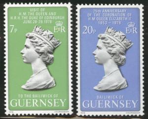 Guernsey Scott 163-164 QE2 cameo set 1978 MNH**