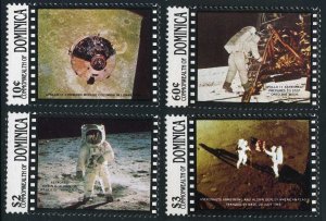 Dominica 1196-1200, MNH. Mi 1233-1236, Bl.155. 1st Moon Landing, 20th Ann. 1989.