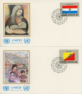 UNITED NATIONS #425-440 Flags FDC First Day Issue UNICEF Cover Collection 1984