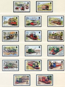 1988 Isle of Man SG365/SG380a Railways & Tramways Set Unmounted Mint