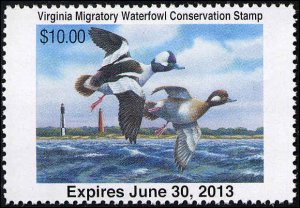 VIRGINIA #25 2012 STATE DUCK  STAMP BUFFLEHEADS LIGHTHOUSE by John Obolewicz