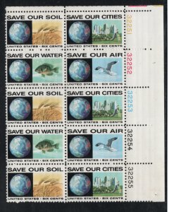 ALLY'S US Plate Block Scott #1410-3 6c Anti-Pollution [10] MNH F/VF [W-35b]