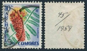 Comoro Islands 45, used. Michel 39. Flower 1959. Colvillea.