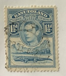 Basutoland 1938 Scott 20 used - 1.½p,  King George VI & Crocodile